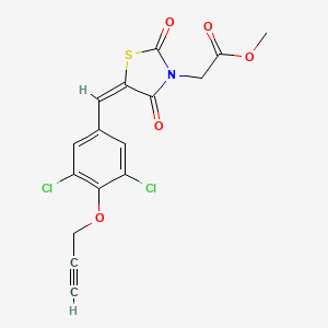 molecular formula C16H11Cl2NO5S B4619672 methyl {(5E)-5-[3,5-dichloro-4-(prop-2-yn-1-yloxy)benzylidene]-2,4-dioxo-1,3-thiazolidin-3-yl}acetate 