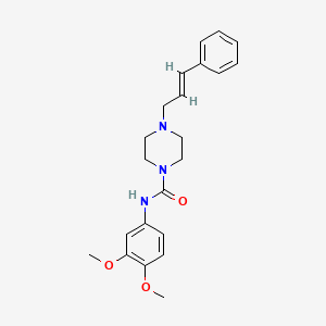 molecular formula C22H27N3O3 B4619868 N-(3,4-dimethoxyphenyl)-4-[(E)-3-phenylprop-2-enyl]piperazine-1-carboxamide 