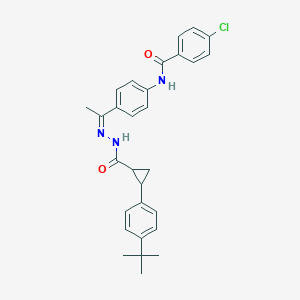 molecular formula C29H30ClN3O2 B4619983 N-[4-(N-{[2-(4-tert-butylphenyl)cyclopropyl]carbonyl}ethanehydrazonoyl)phenyl]-4-chlorobenzamide 