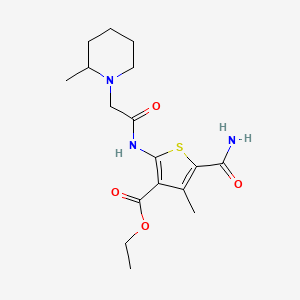 molecular formula C17H25N3O4S B4620067 Ethyl 5-carbamoyl-4-methyl-2-{[(2-methylpiperidin-1-yl)acetyl]amino}thiophene-3-carboxylate 