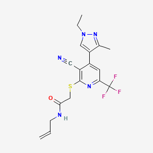 molecular formula C18H18F3N5OS B4620108 N~1~-ALLYL-2-{[3-CYANO-4-(1-ETHYL-3-METHYL-1H-PYRAZOL-4-YL)-6-(TRIFLUOROMETHYL)-2-PYRIDYL]SULFANYL}ACETAMIDE 