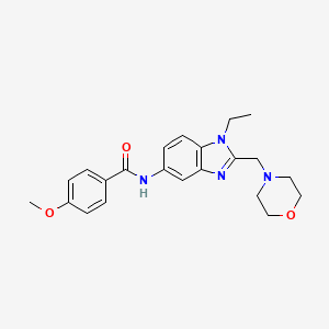 molecular formula C22H26N4O3 B4620116 N-{1-Ethyl-2-[(morpholin-4-YL)methyl]-1H-1,3-benzodiazol-5-YL}-4-methoxybenzamide 