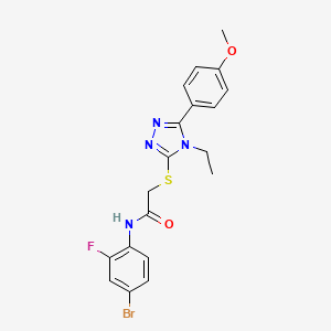 molecular formula C19H18BrFN4O2S B4620191 N-(4-bromo-2-fluorophenyl)-2-{[4-ethyl-5-(4-methoxyphenyl)-4H-1,2,4-triazol-3-yl]sulfanyl}acetamide 