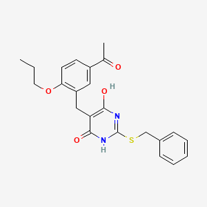 molecular formula C23H24N2O4S B4620232 1-(3-{[2-(BENZYLSULFANYL)-4,6-DIHYDROXYPYRIMIDIN-5-YL]METHYL}-4-PROPOXYPHENYL)ETHAN-1-ONE 