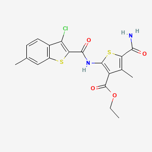 molecular formula C19H17ClN2O4S2 B4620323 ethyl 5-(aminocarbonyl)-2-{[(3-chloro-6-methyl-1-benzothien-2-yl)carbonyl]amino}-4-methyl-3-thiophenecarboxylate 