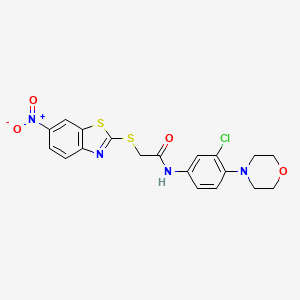 molecular formula C19H17ClN4O4S2 B4620341 N-(3-chloro-4-morpholin-4-ylphenyl)-2-[(6-nitro-1,3-benzothiazol-2-yl)sulfanyl]acetamide 
