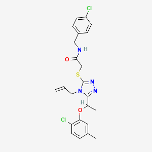 molecular formula C23H24Cl2N4O2S B4620493 N-(4-chlorobenzyl)-2-({5-[1-(2-chloro-5-methylphenoxy)ethyl]-4-(prop-2-en-1-yl)-4H-1,2,4-triazol-3-yl}sulfanyl)acetamide 