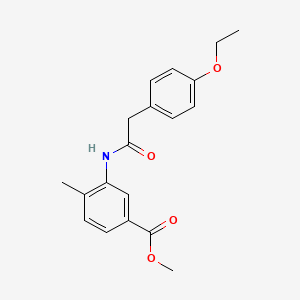 molecular formula C19H21NO4 B4620513 METHYL 3-{[2-(4-ETHOXYPHENYL)ACETYL]AMINO}-4-METHYLBENZOATE 