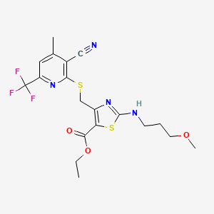 molecular formula C19H21F3N4O3S2 B4620563 ETHYL 4-({[3-CYANO-4-METHYL-6-(TRIFLUOROMETHYL)-2-PYRIDYL]SULFANYL}METHYL)-2-[(3-METHOXYPROPYL)AMINO]-1,3-THIAZOLE-5-CARBOXYLATE 
