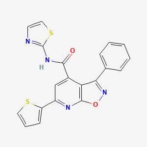 molecular formula C20H12N4O2S2 B4620571 3-PHENYL-N-(1,3-THIAZOL-2-YL)-6-(2-THIENYL)ISOXAZOLO[5,4-B]PYRIDINE-4-CARBOXAMIDE 