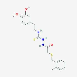 molecular formula C21H27N3O3S2 B4620582 N-[2-(3,4-dimethoxyphenyl)ethyl]-2-{[(2-methylbenzyl)thio]acetyl}hydrazinecarbothioamide 