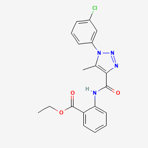 molecular formula C19H17ClN4O3 B4620915 ethyl 2-({[1-(3-chlorophenyl)-5-methyl-1H-1,2,3-triazol-4-yl]carbonyl}amino)benzoate 