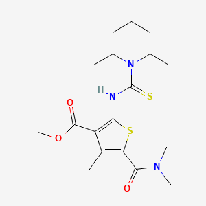 molecular formula C18H27N3O3S2 B4620948 Methyl 5-(dimethylcarbamoyl)-2-{[(2,6-dimethylpiperidin-1-yl)carbonothioyl]amino}-4-methylthiophene-3-carboxylate 