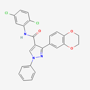 molecular formula C24H17Cl2N3O3 B4621093 N-(2,5-dichlorophenyl)-3-(2,3-dihydro-1,4-benzodioxin-6-yl)-1-phenylpyrazole-4-carboxamide 
