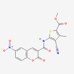 molecular formula C18H11N3O7S B4621193 methyl 4-cyano-3-methyl-5-{[(6-nitro-2-oxo-2H-chromen-3-yl)carbonyl]amino}-2-thiophenecarboxylate 