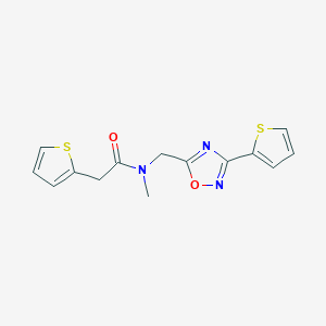 molecular formula C14H13N3O2S2 B4621268 N-methyl-2-thiophen-2-yl-N-[(3-thiophen-2-yl-1,2,4-oxadiazol-5-yl)methyl]acetamide 
