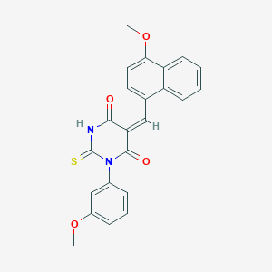 molecular formula C23H18N2O4S B4621402 (5E)-5-[(4-methoxynaphthalen-1-yl)methylidene]-1-(3-methoxyphenyl)-2-sulfanylidene-1,3-diazinane-4,6-dione 