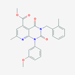 molecular formula C25H23N3O5 B4621658 METHYL 1-(3-METHOXYPHENYL)-7-METHYL-3-[(2-METHYLPHENYL)METHYL]-2,4-DIOXO-1H,2H,3H,4H-PYRIDO[2,3-D]PYRIMIDINE-5-CARBOXYLATE 