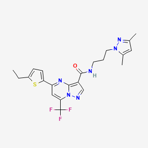 molecular formula C22H23F3N6OS B4621889 N~3~-[3-(3,5-DIMETHYL-1H-PYRAZOL-1-YL)PROPYL]-5-(5-ETHYL-2-THIENYL)-7-(TRIFLUOROMETHYL)PYRAZOLO[1,5-A]PYRIMIDINE-3-CARBOXAMIDE 