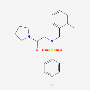molecular formula C20H23ClN2O3S B4621972 4-chloro-N-[(2-methylphenyl)methyl]-N-(2-oxo-2-pyrrolidin-1-ylethyl)benzenesulfonamide 
