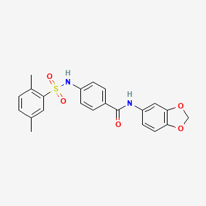 molecular formula C22H20N2O5S B4621997 N-(1,3-benzodioxol-5-yl)-4-[(2,5-dimethylphenyl)sulfonylamino]benzamide 