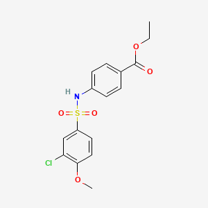 molecular formula C16H16ClNO5S B4622038 Ethyl 4-[(3-chloro-4-methoxyphenyl)sulfonylamino]benzoate 