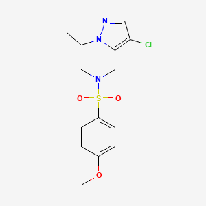 molecular formula C14H18ClN3O3S B4622103 N-[(4-CHLORO-1-ETHYL-1H-PYRAZOL-5-YL)METHYL]-4-METHOXY-N-METHYL-1-BENZENESULFONAMIDE 