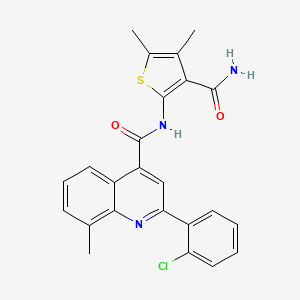 molecular formula C24H20ClN3O2S B4622393 N-(3-carbamoyl-4,5-dimethylthiophen-2-yl)-2-(2-chlorophenyl)-8-methylquinoline-4-carboxamide 