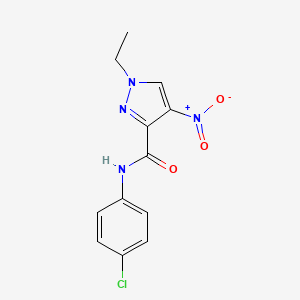 molecular formula C12H11ClN4O3 B4622959 N~3~-(4-CHLOROPHENYL)-1-ETHYL-4-NITRO-1H-PYRAZOLE-3-CARBOXAMIDE 