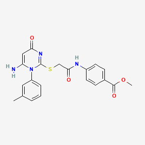 molecular formula C21H20N4O4S B4623185 METHYL 4-[(2-{[6-AMINO-1-(3-METHYLPHENYL)-4-OXO-1,4-DIHYDRO-2-PYRIMIDINYL]SULFANYL}ACETYL)AMINO]BENZOATE 