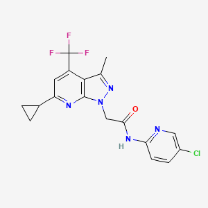 molecular formula C18H15ClF3N5O B4623252 N~1~-(5-CHLORO-2-PYRIDYL)-2-[6-CYCLOPROPYL-3-METHYL-4-(TRIFLUOROMETHYL)-1H-PYRAZOLO[3,4-B]PYRIDIN-1-YL]ACETAMIDE 