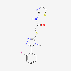 molecular formula C14H14FN5OS2 B4623528 N-(4,5-dihydro-1,3-thiazol-2-yl)-2-{[5-(2-fluorophenyl)-4-methyl-4H-1,2,4-triazol-3-yl]sulfanyl}acetamide 