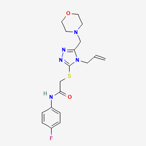 molecular formula C18H22FN5O2S B4623567 N-(4-fluorophenyl)-2-{[5-(morpholin-4-ylmethyl)-4-(prop-2-en-1-yl)-4H-1,2,4-triazol-3-yl]sulfanyl}acetamide 