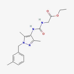 molecular formula C18H24N4O3 B4623758 ETHYL 2-[({[3,5-DIMETHYL-1-(3-METHYLBENZYL)-1H-PYRAZOL-4-YL]AMINO}CARBONYL)AMINO]ACETATE 