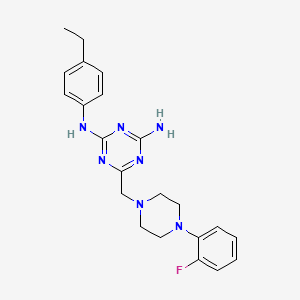molecular formula C22H26FN7 B4623850 N-(4-ethylphenyl)-6-{[4-(2-fluorophenyl)piperazin-1-yl]methyl}-1,3,5-triazine-2,4-diamine 