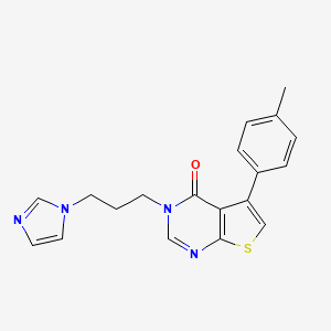 molecular formula C19H18N4OS B4623983 3-[3-(1H-IMIDAZOL-1-YL)PROPYL]-5-(4-METHYLPHENYL)-3H,4H-THIENO[2,3-D]PYRIMIDIN-4-ONE 