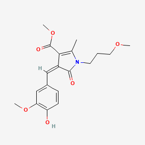 molecular formula C19H23NO6 B4624193 METHYL (4Z)-4-[(4-HYDROXY-3-METHOXYPHENYL)METHYLIDENE]-1-(3-METHOXYPROPYL)-2-METHYL-5-OXO-4,5-DIHYDRO-1H-PYRROLE-3-CARBOXYLATE 