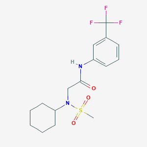 molecular formula C16H21F3N2O3S B4624271 2-[cyclohexyl(methylsulfonyl)amino]-N-[3-(trifluoromethyl)phenyl]acetamide 