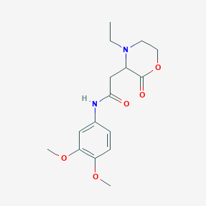 molecular formula C16H22N2O5 B4624273 N-(3,4-dimethoxyphenyl)-2-(4-ethyl-2-oxomorpholin-3-yl)acetamide 