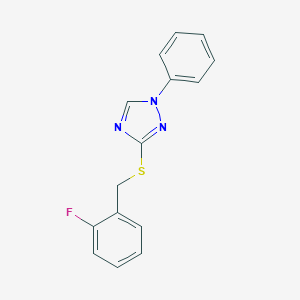 molecular formula C15H12FN3S B462429 2-fluorobenzyl1-phenyl-1H-1,2,4-triazol-3-ylsulfide CAS No. 723750-42-3