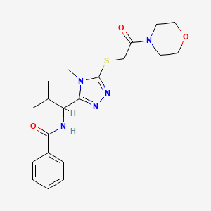 molecular formula C20H27N5O3S B4624295 N-[2-methyl-1-(4-methyl-5-{[2-(morpholin-4-yl)-2-oxoethyl]sulfanyl}-4H-1,2,4-triazol-3-yl)propyl]benzamide 