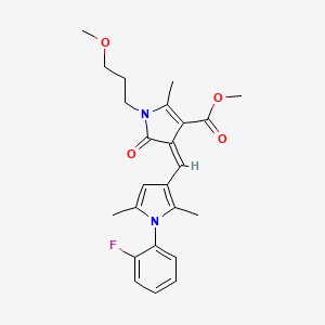 molecular formula C24H27FN2O4 B4624331 methyl (4Z)-4-{[1-(2-fluorophenyl)-2,5-dimethyl-1H-pyrrol-3-yl]methylidene}-1-(3-methoxypropyl)-2-methyl-5-oxo-4,5-dihydro-1H-pyrrole-3-carboxylate 