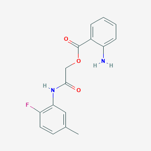 molecular formula C16H15FN2O3 B462445 2-(2-Fluoro-5-methylanilino)-2-oxoethyl 2-aminobenzoate CAS No. 663202-10-6