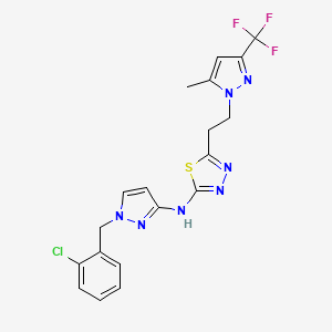 molecular formula C19H17ClF3N7S B4624686 N-[1-(2-CHLOROBENZYL)-1H-PYRAZOL-3-YL]-N-(5-{2-[5-METHYL-3-(TRIFLUOROMETHYL)-1H-PYRAZOL-1-YL]ETHYL}-1,3,4-THIADIAZOL-2-YL)AMINE 