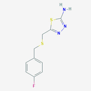molecular formula C10H10FN3S2 B462470 5-{[(4-Fluorobenzyl)thio]methyl}-1,3,4-thiadiazol-2-amine CAS No. 292064-75-6