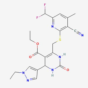 molecular formula C21H22F2N6O3S B4624797 ethyl 6-({[3-cyano-6-(difluoromethyl)-4-methylpyridin-2-yl]sulfanyl}methyl)-4-(1-ethyl-1H-pyrazol-4-yl)-2-oxo-1,2,3,4-tetrahydropyrimidine-5-carboxylate CAS No. 1006342-60-4