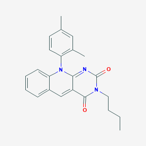 molecular formula C23H23N3O2 B462483 3-butyl-10-(2,4-dimethylphenyl)pyrimido[4,5-b]quinoline-2,4(3H,10H)-dione CAS No. 317326-94-6