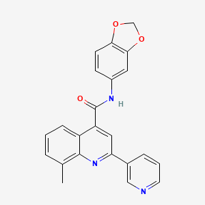 molecular formula C23H17N3O3 B4624861 N-(2H-13-BENZODIOXOL-5-YL)-8-METHYL-2-(PYRIDIN-3-YL)QUINOLINE-4-CARBOXAMIDE 