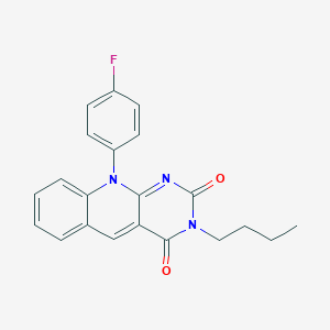 molecular formula C21H18FN3O2 B462492 3-butyl-10-(4-fluorophenyl)pyrimido[4,5-b]quinoline-2,4(3H,10H)-dione CAS No. 310421-62-6