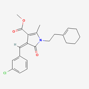 molecular formula C22H24ClNO3 B4625090 METHYL (4Z)-4-[(3-CHLOROPHENYL)METHYLIDENE]-1-[2-(CYCLOHEX-1-EN-1-YL)ETHYL]-2-METHYL-5-OXO-4,5-DIHYDRO-1H-PYRROLE-3-CARBOXYLATE 